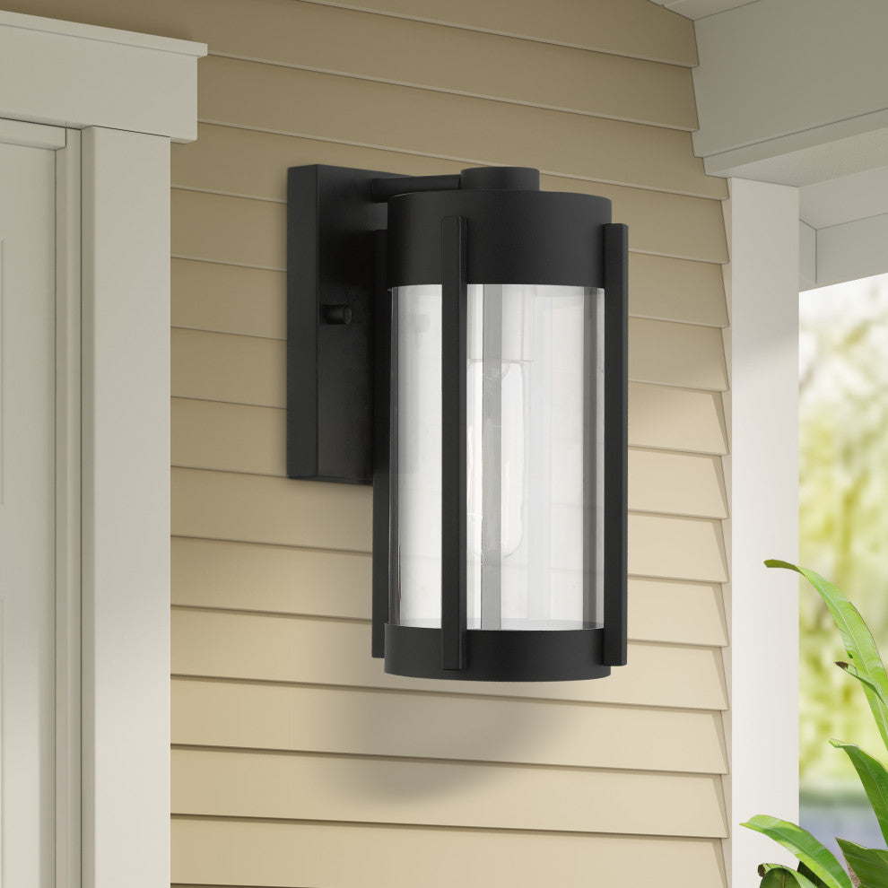 Livex Sheridan 1 Light Black/Brushed Nickel Candles Small Outdoor Wall Lantern
