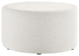 Callum Large 29" Round Woven Heathered Fabric Upholstered Ottoman