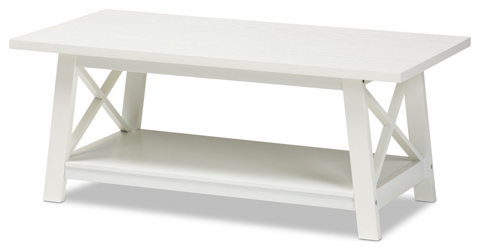Germain Modern and Contemporary White Finished Wood Coffee Table