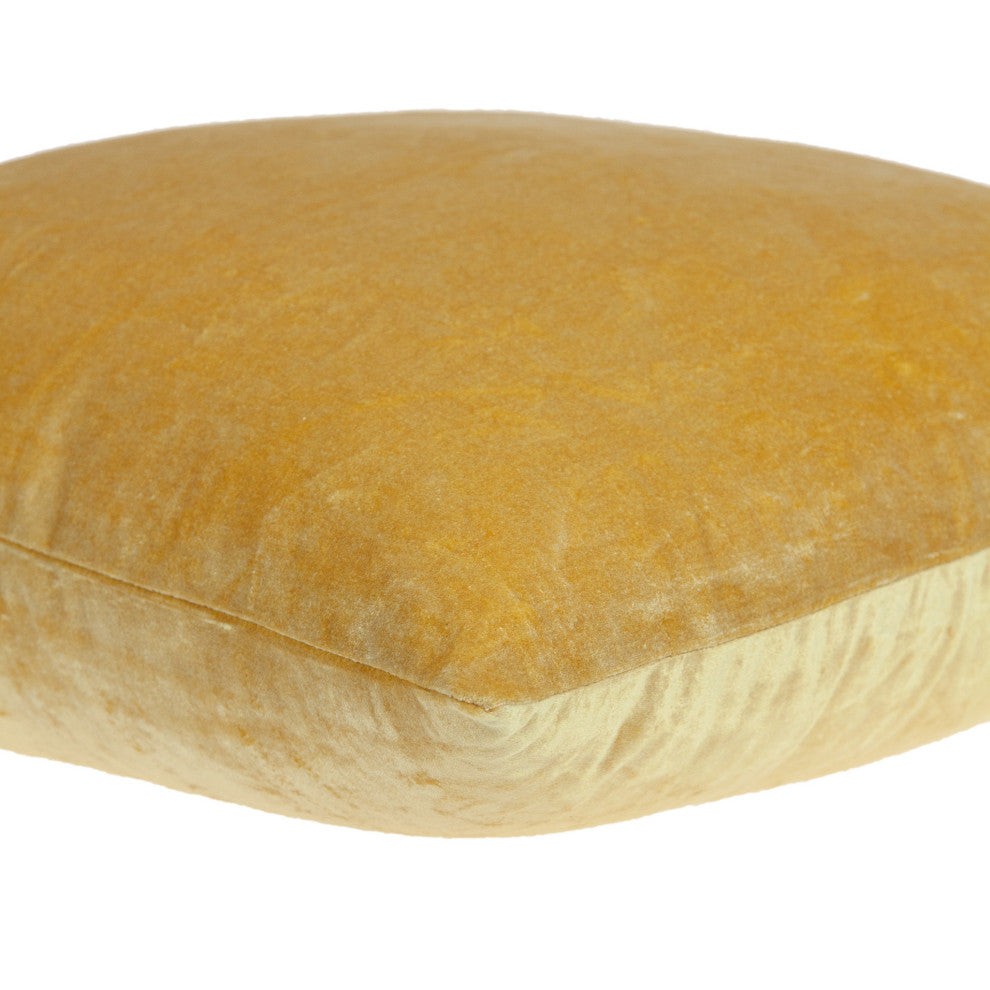 22" Yellow Cotton Blend Throw Pillow