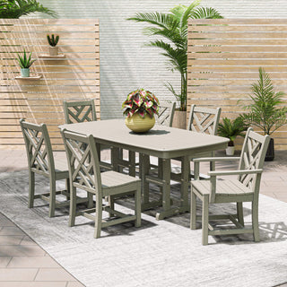 Polywood Chippendale 7-Piece Dining Set, Black