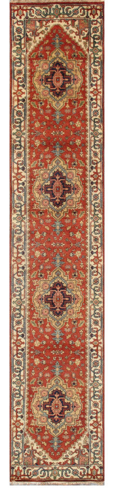 Pasargad Home Serapi Collection Hand-Knotted Rust Wool Area Rug, 2'8"x10'