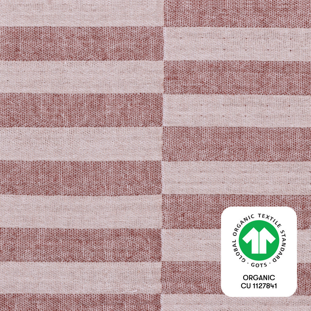 All-Stages Midi Crib Sheet, GOTS Certified Organic Muslin Cotton, Maroon Stripe