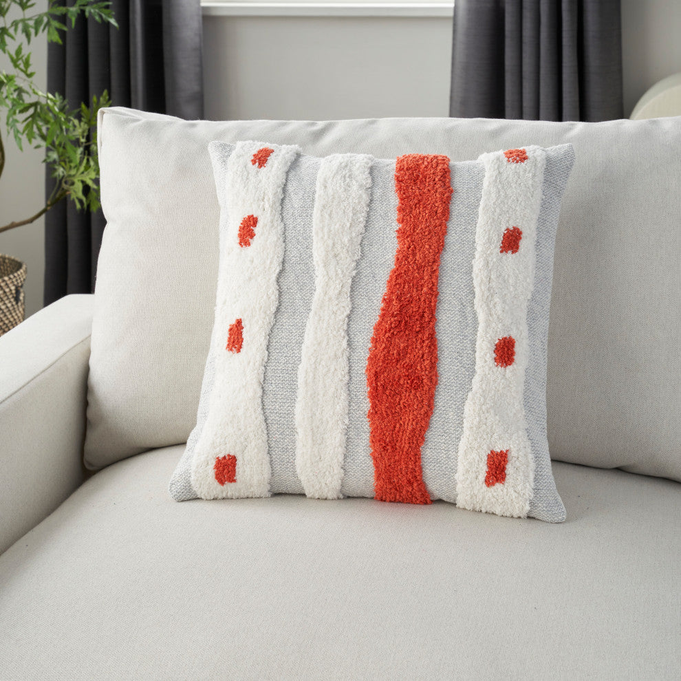 Mina Victory CN980 Throw Pillow, Orange, 18" x 18"