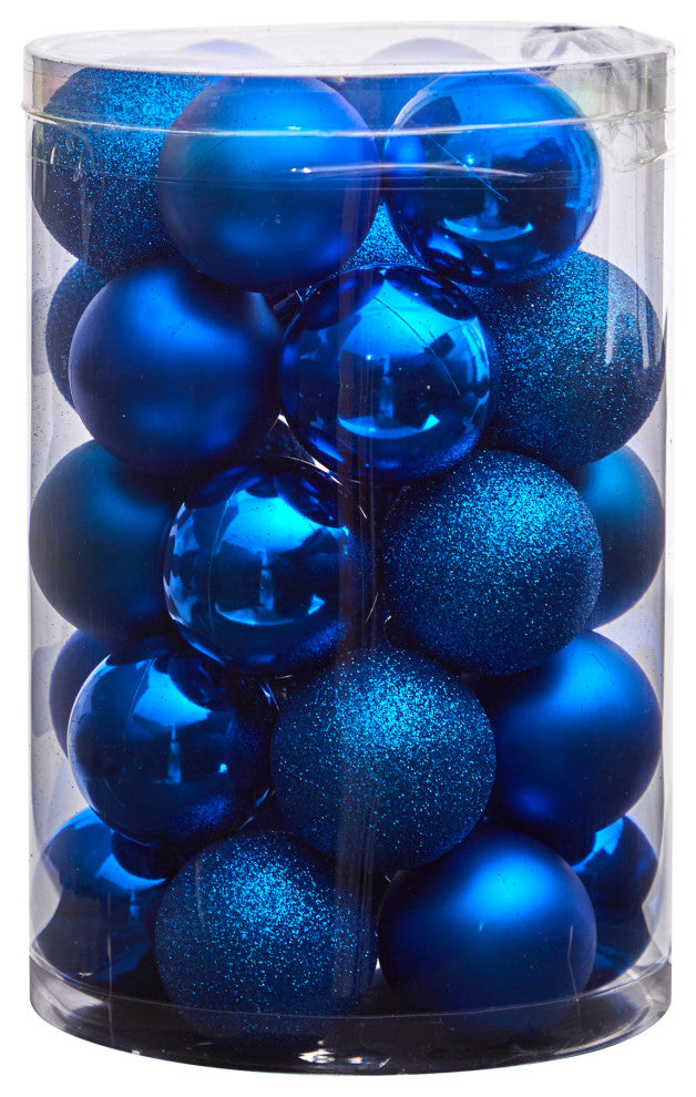 Holiday Xmas 30 Count 2.5" Shatterproof Ornament Set With Re-Useable Container