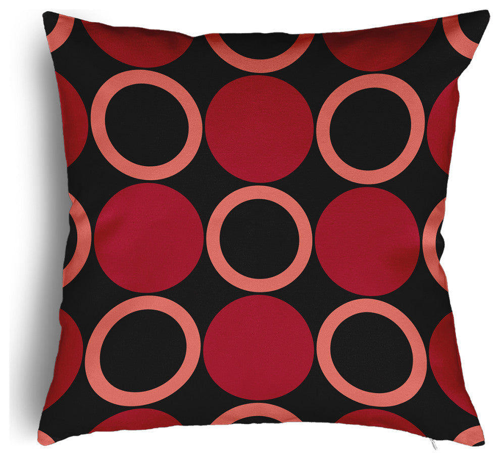 Mod Circles Accent Pillow With Removable Insert, Dark Red, 18"x18"