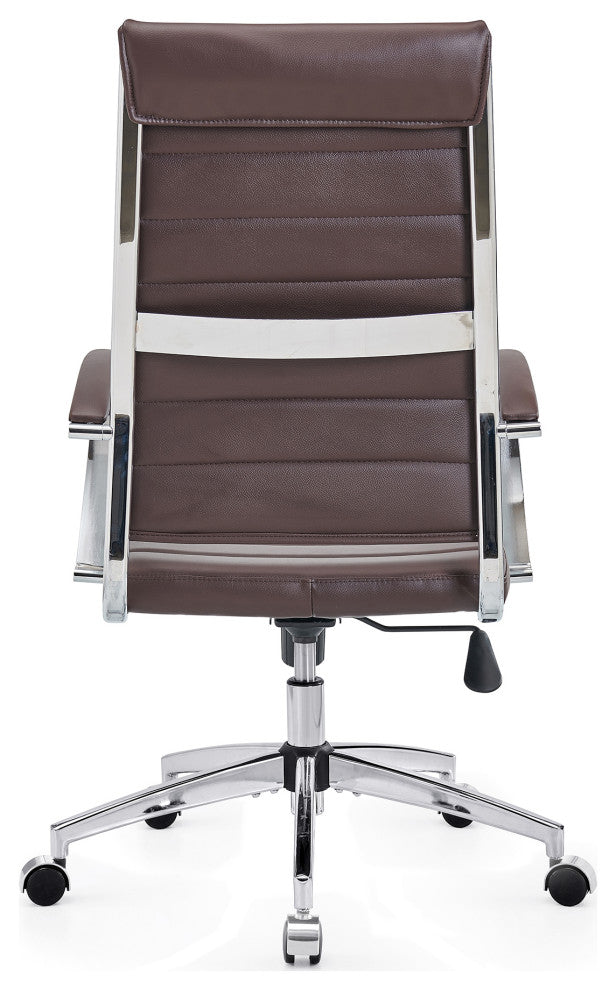 LUXMOD High Back Adjustable Swivel Computer Chair, Brown