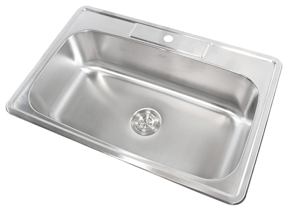 33"x22"x9" Topmount Drop-In Stainless Steel Single Bowl Kitchen Sink Combo