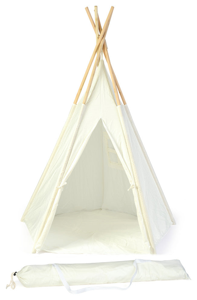 5'' Teepee With Carry Case, Customizable Canvas Fabric, White