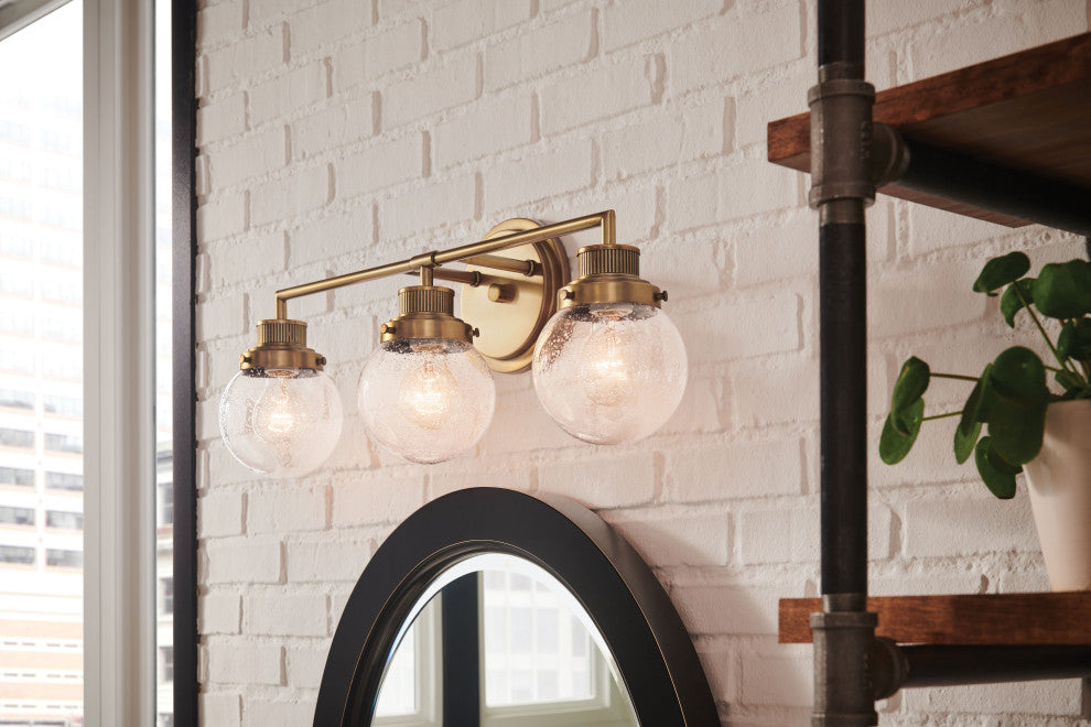 Hinkley Poppy Medium Three Light Vanity, Heritage Brass