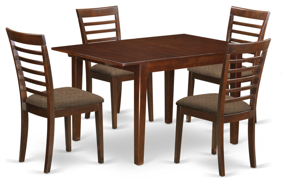 5 Pc Kitchen Nook Dining Set -Breakfast Nook And 4 Dining Chairs In Mahogany