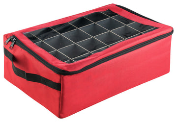 Ornament Storage Box Zippered Lid Organizer 48 Individual Compartments Dividers