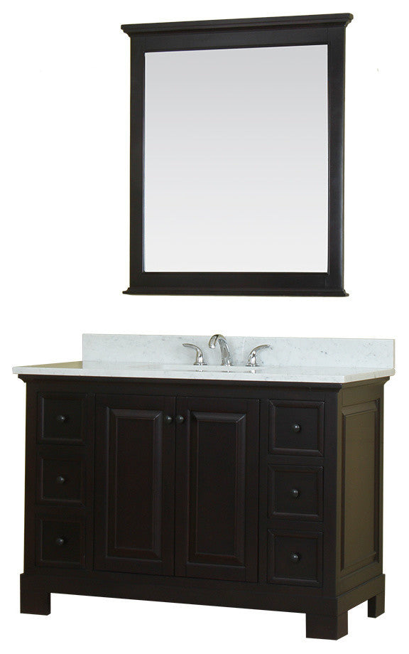 Richmond 48" Bathroom Vanity With Carrera Marble Top and Mirror