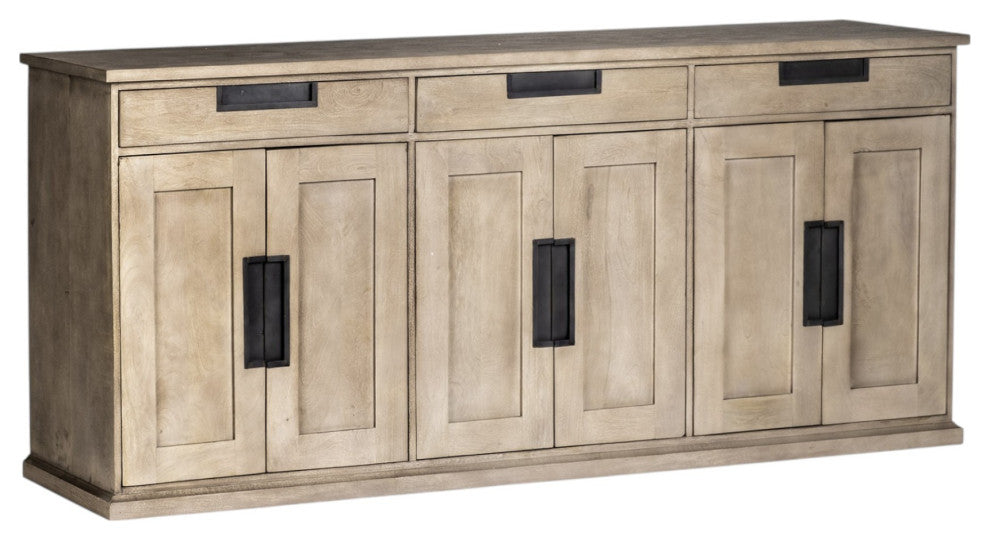 82" Brown Solid Wood 3-Drawer Sideboard With 6-Doors