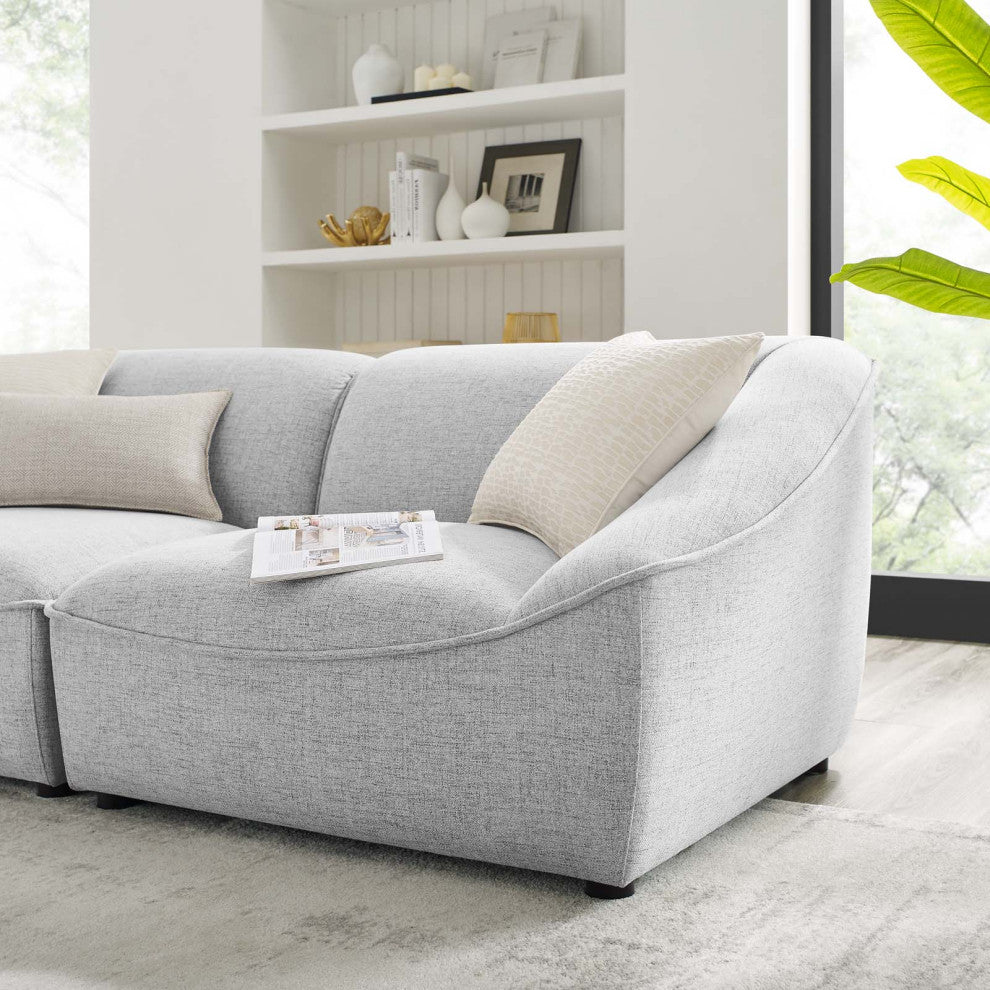 Loveseat Sofa, Fabric, Gray, Modern, Living Lounge Hotel Lobby Hospitality