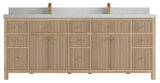 Sonoma Teak 84" Double Sink Vanity, Dark Natural With 2" Carrara Quartz
