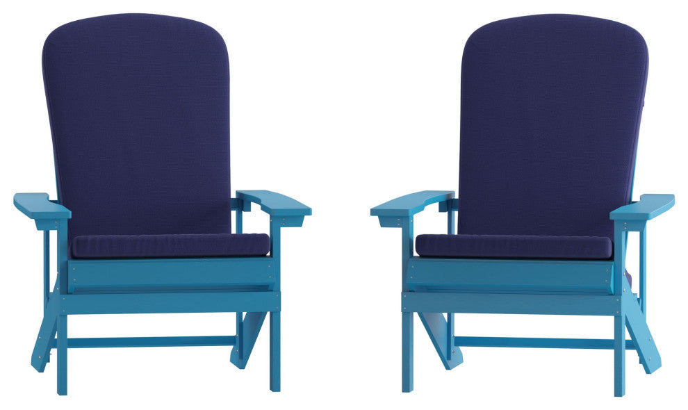 Charlestown Set of 2 Adirondack Chairs with Cushions, Blue