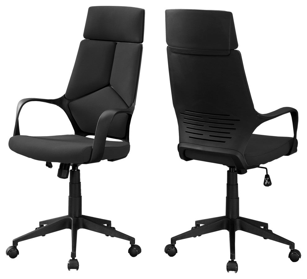 24.5"x25"x95.5" Black Foam Metal Nylon High Back Office Chair