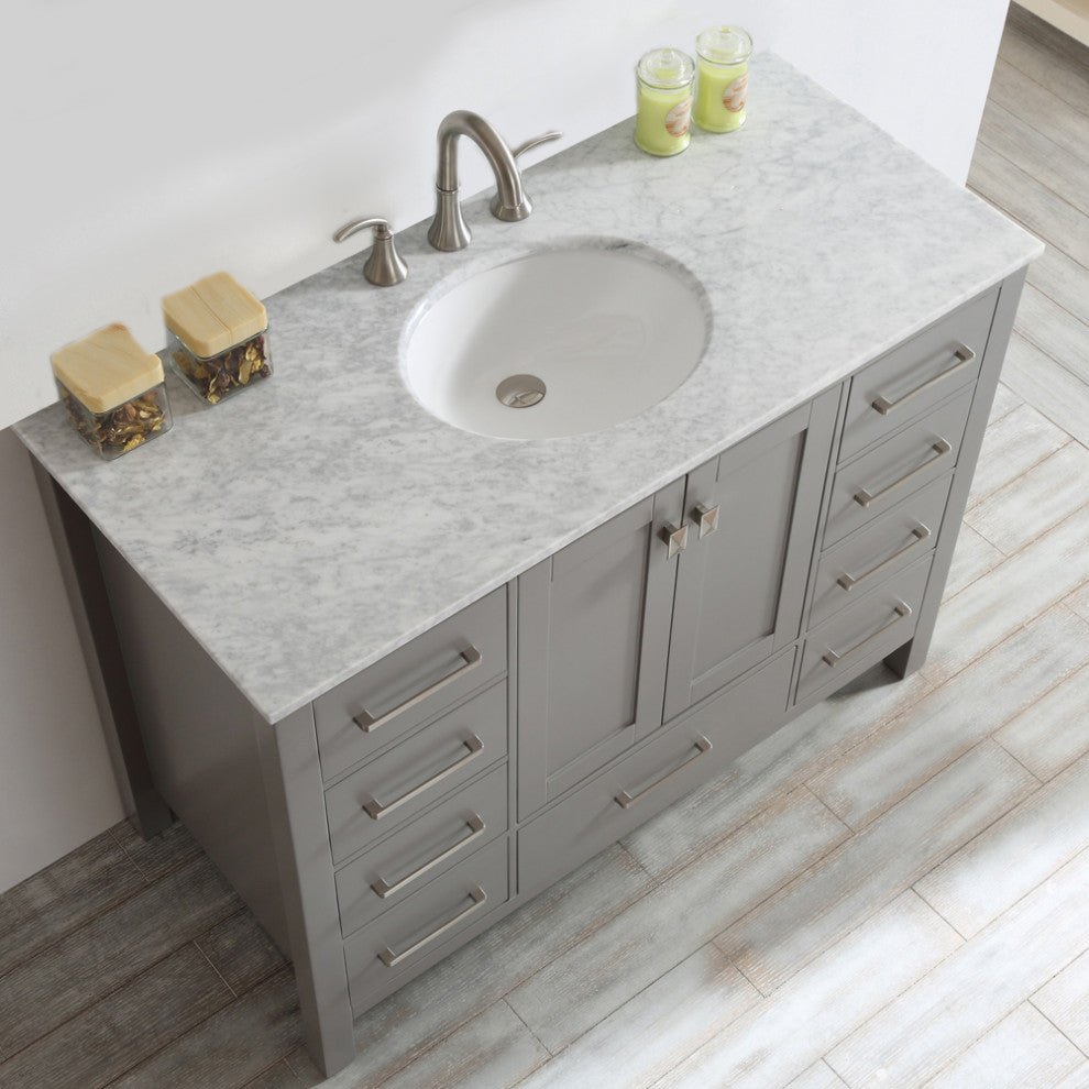 Gela Single Vanity, Gray, 48", Without Mirror