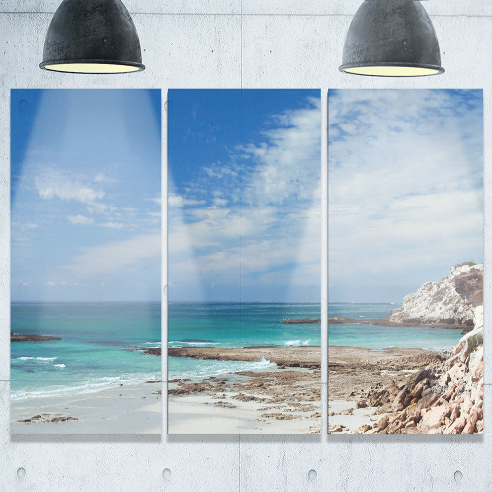 "Rocky Coast Panoramic View" Metal Wall Art, 3 Panels, 36"x28"