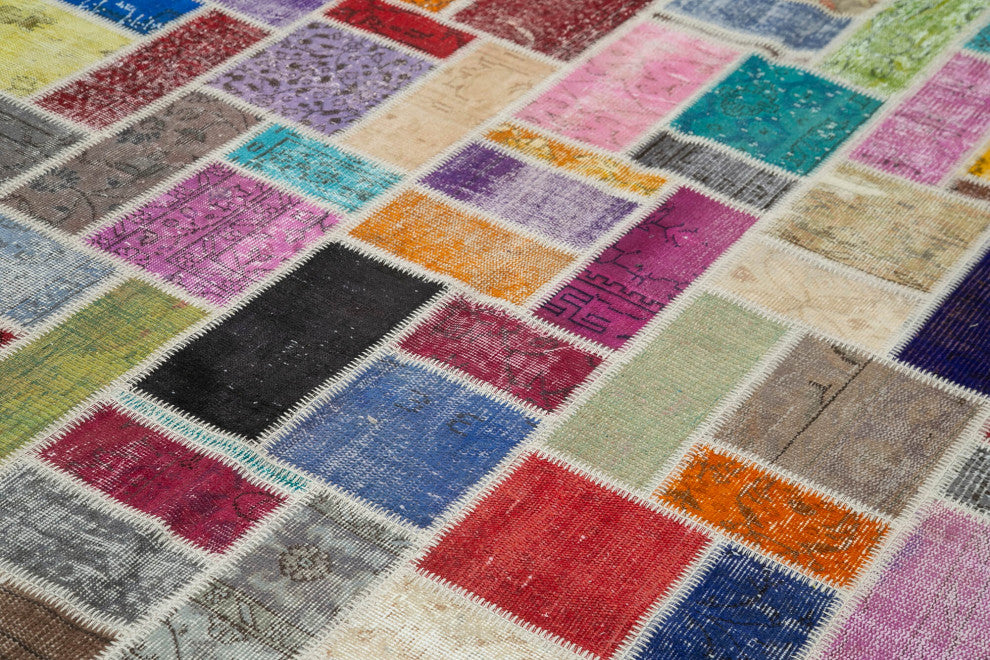Rug N Carpet - Hand-Knotted Turkish 6' 11" x 9' 9" Vintage Patchwork Area Rug