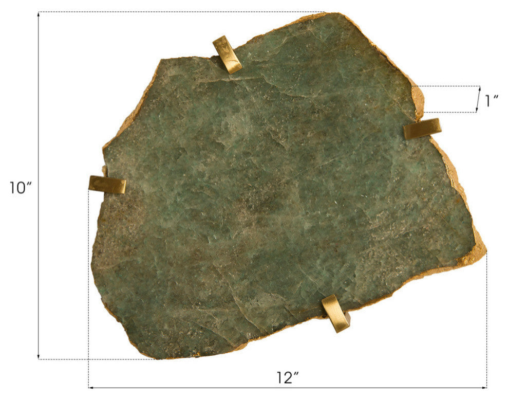 Gem Wall Slice, Brass Setting, Green Emerald