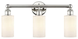 Clymer 3-Light 22" Bath Vanity Light, Polished Nickel, Matte White Shade