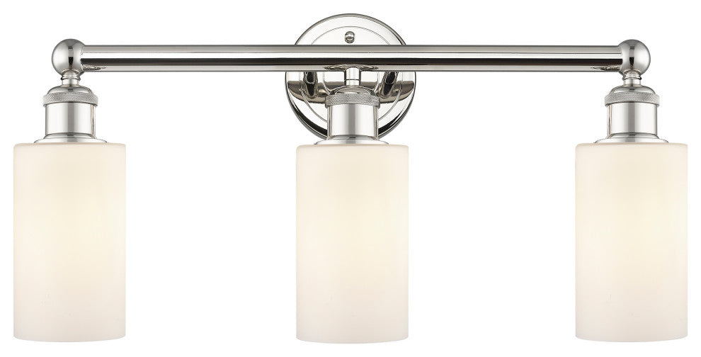 Clymer 3-Light 22" Bath Vanity Light, Polished Nickel, Matte White Shade
