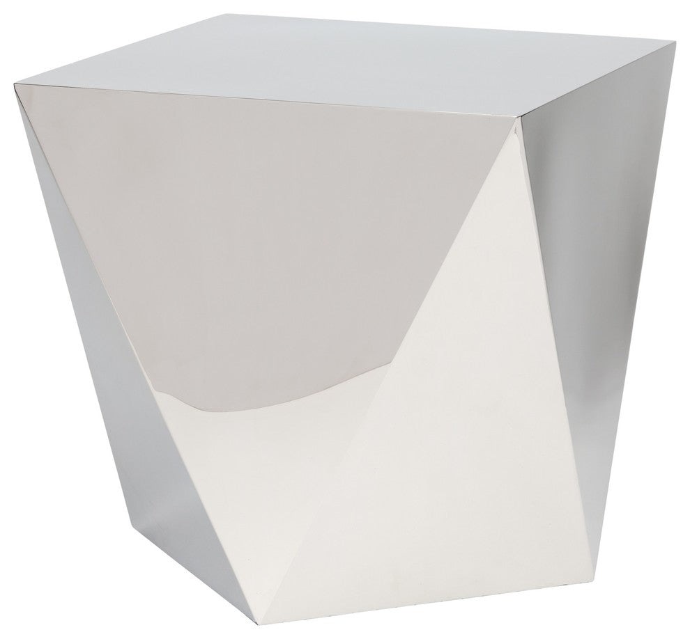 Penta Stainless Steel Side Table, Polished Silver