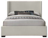 Oxford Linen Textured Fabric Upholstered Bed, Beige, Queen
