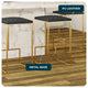 Quincy Leather Barstool Square Seats and Gold Metal Frame, Charcoal Black