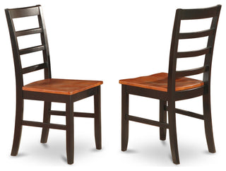 5 Pc Set, Round Dinette Table And 4 Leather Kitchen Chairs In Black And Cherry