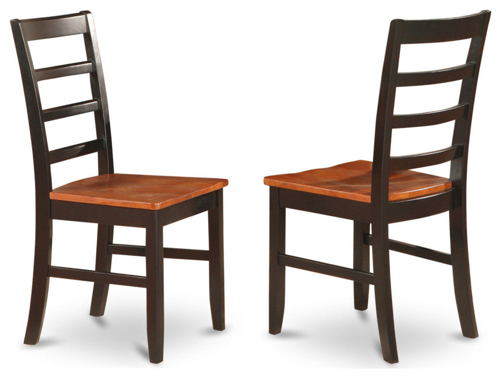 5 Pc Set, Round Dinette Table And 4 Leather Kitchen Chairs In Black And Cherry