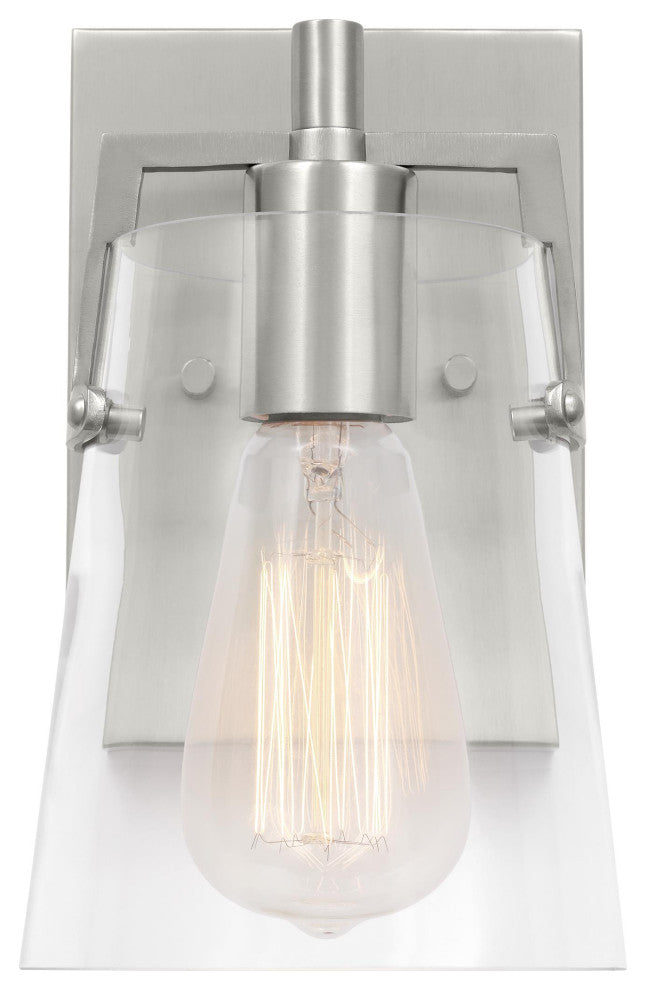 Crofton Small Sconce, Brushed Steel