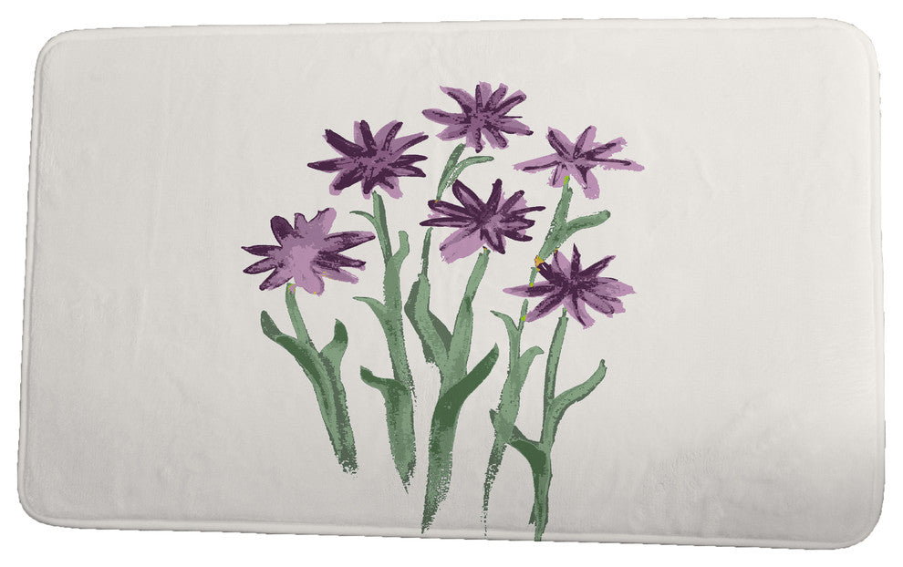 Farmers Market Daffodils Floral Print Bath Mat, Purple, 21"x34"