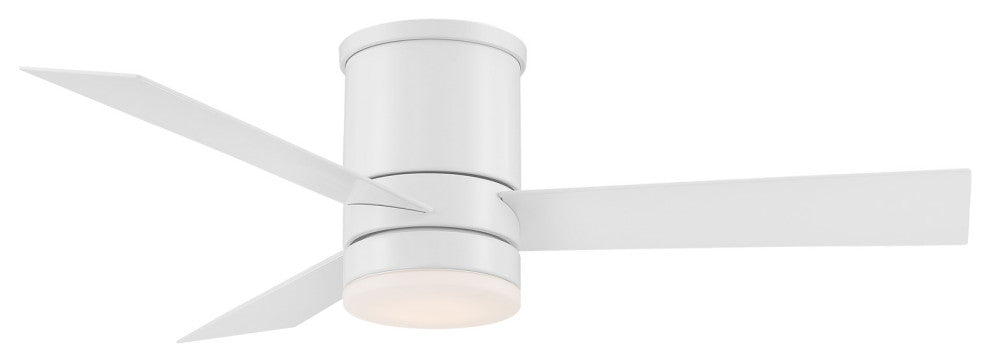 San Francisco 3-Blade Smart Flush Mount Ceiling Fan 44" Matte White, Light Kit