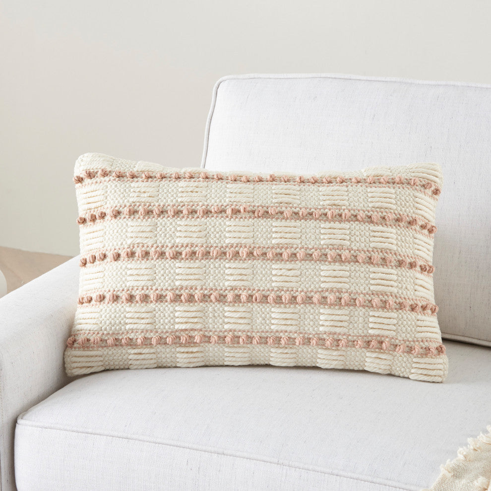 Mina Victory GC384 Throw Pillow, Blush, 12"X20"