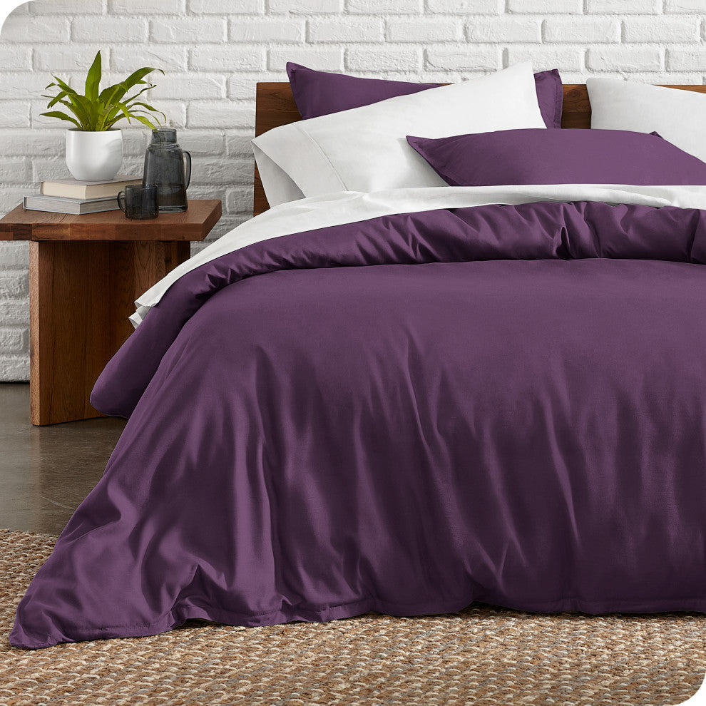 Bare Home Microfiber Duvet Cover & Sham Set, Plum, Queen