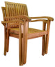 9 Piece Teak Dining Set, 122" Double Extn Rectangle Table, 8 Nain Stacking Chair