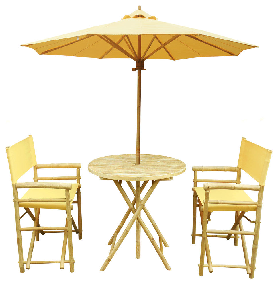 Bamboo 4-Piece Round Table Set, Nude