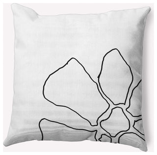 Petal Lines Decorative Throw Pillow, Black/White, 18x18"