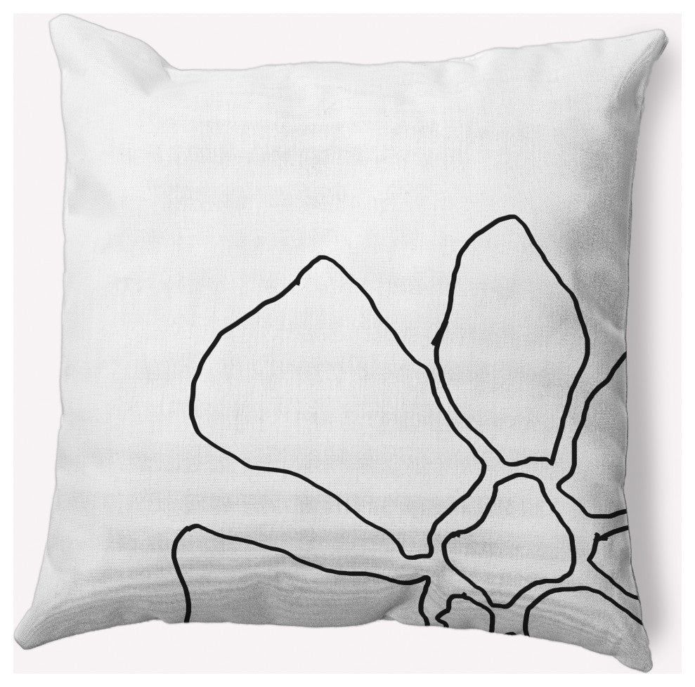 Petal Lines Decorative Throw Pillow, Black/White, 18x18"