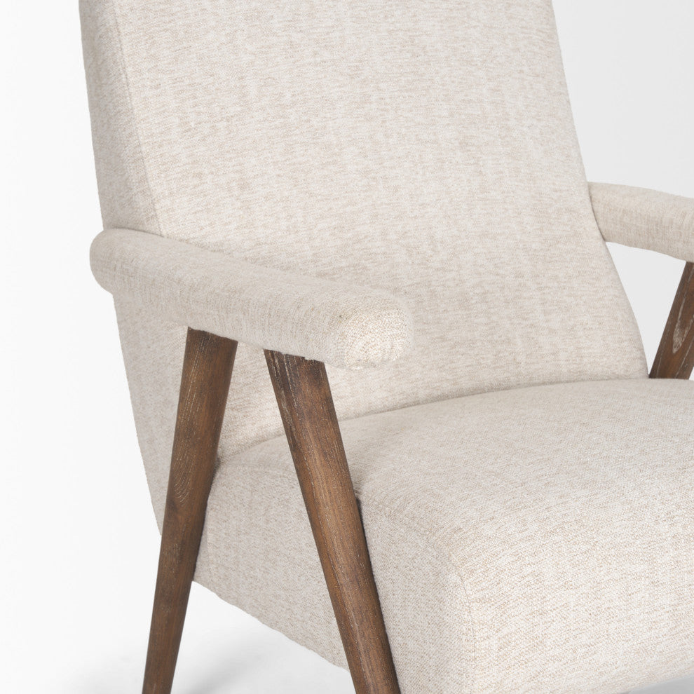 Nico Oatmeal Upholstered With Brown Wood Accent Chair