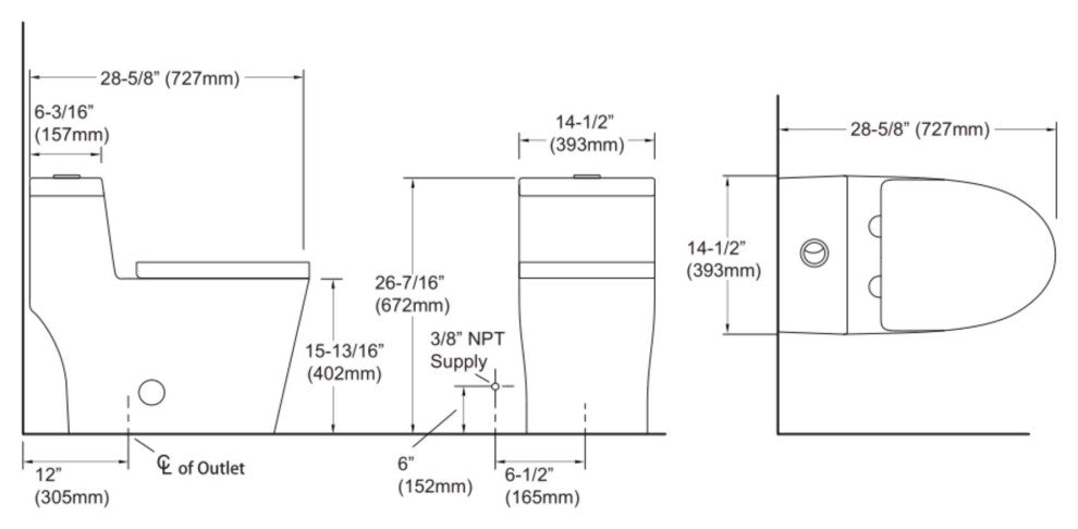 Kingsman Contemporary Modern Design,Elongated Toilet MJ80 Pure White