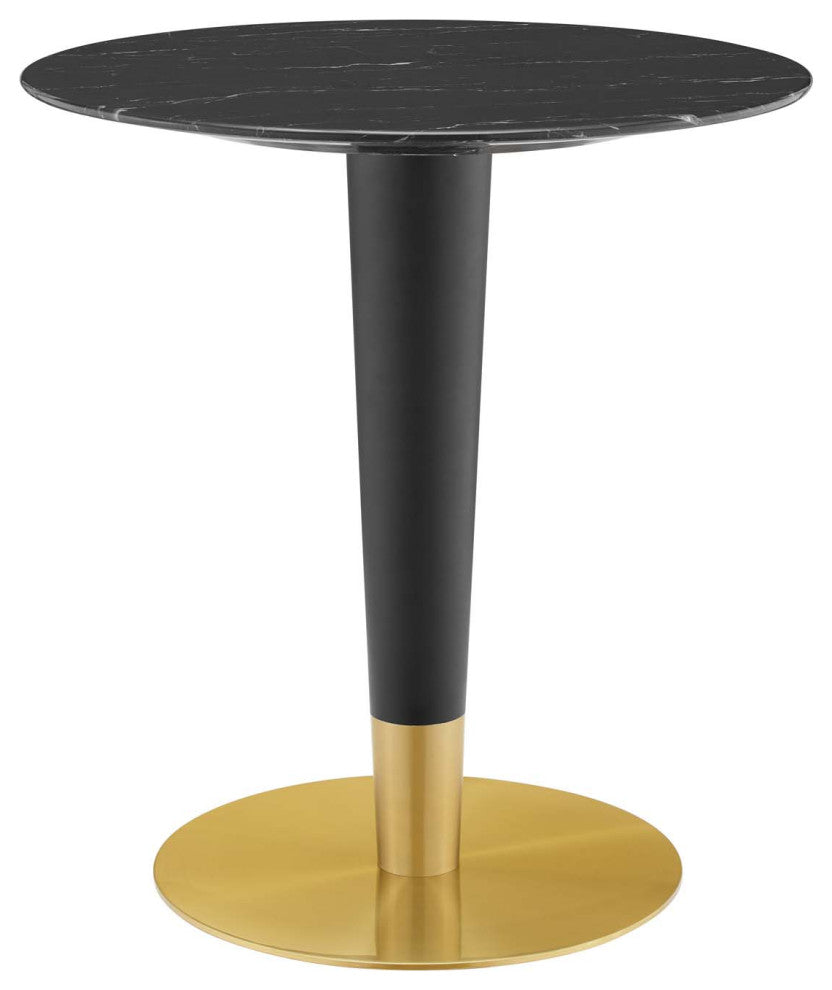 Zinque 28" Artificial Marble Dining Table EEI-5131-GLD-BLK