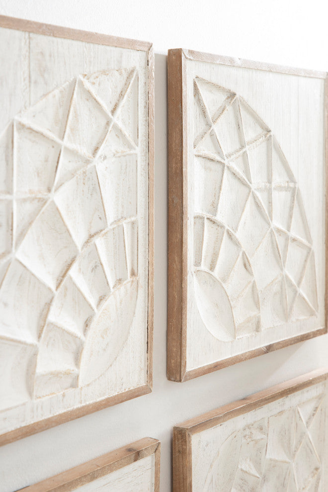 Yadirah Wall Art Set, Rustic Brown/White, 4 Piece, 12"x12"
