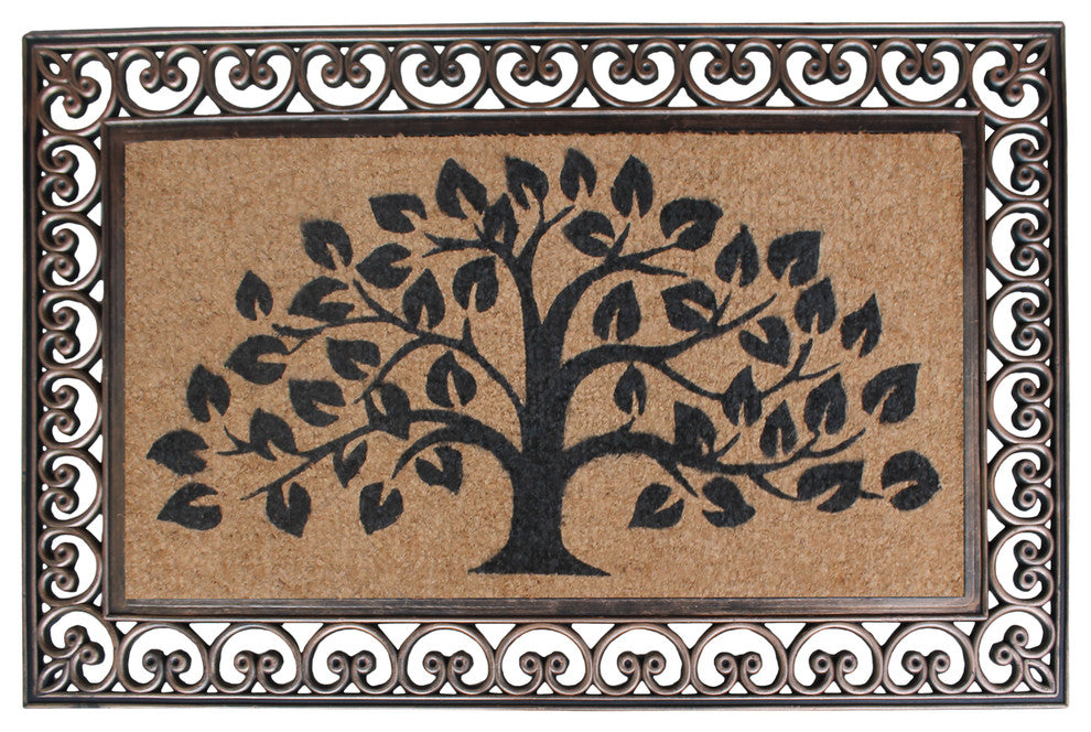 A1HC Bronze Rubber and Coir Tree of Life Classic Paisley Doormat, 30"x48"