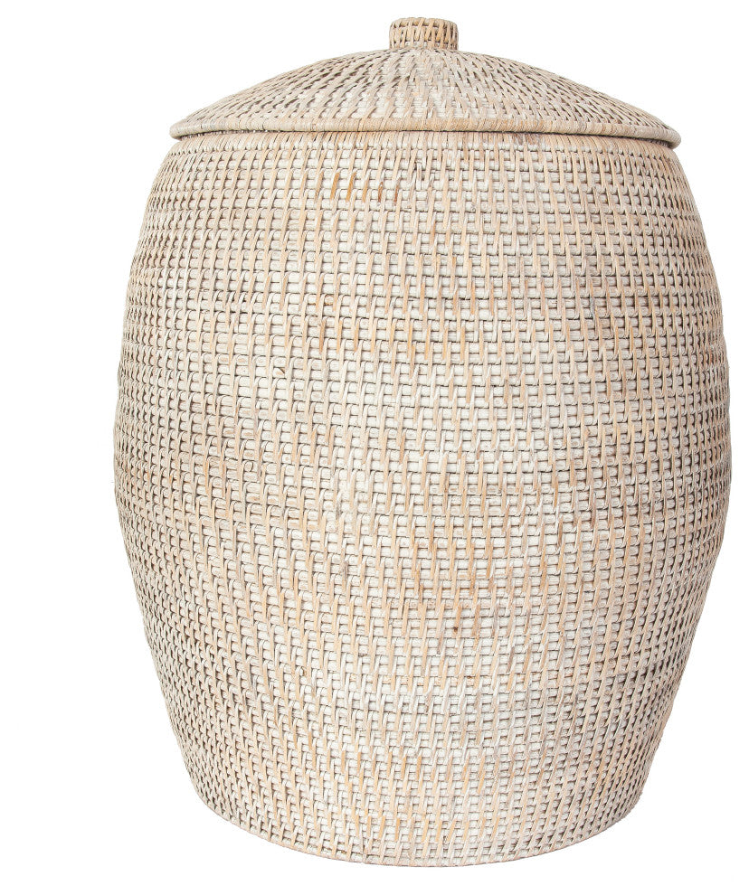 Saboga Home Beehive Laundry Hamper with Liner, White Wash