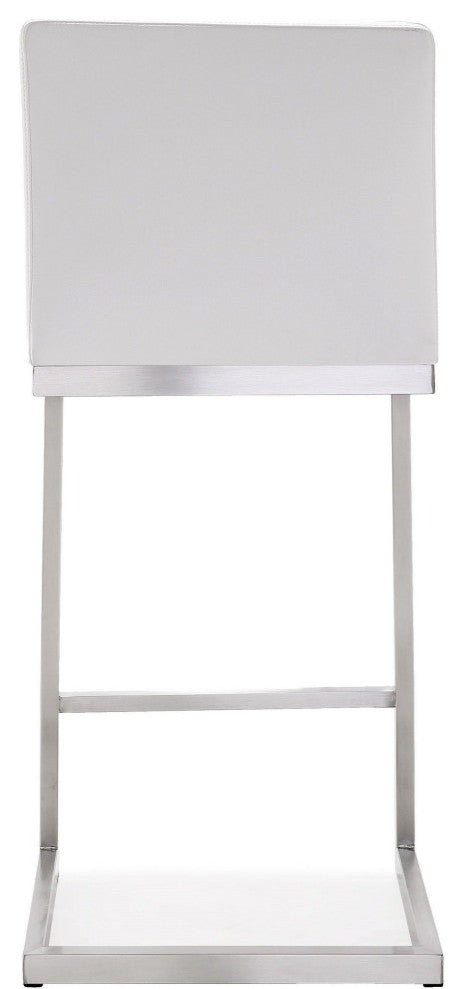 Parma White Stainless Steel Counter Stool - Set of 2 - White