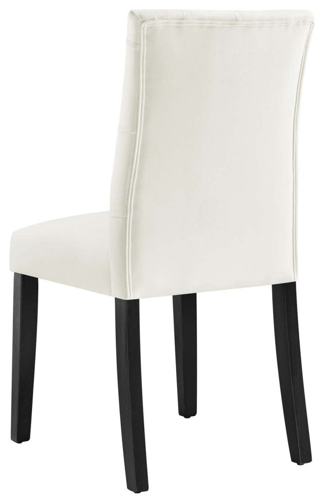 Side Dining Chair, Set of 2, White, Velvet, Modern, Cafe Bistro Hospitality